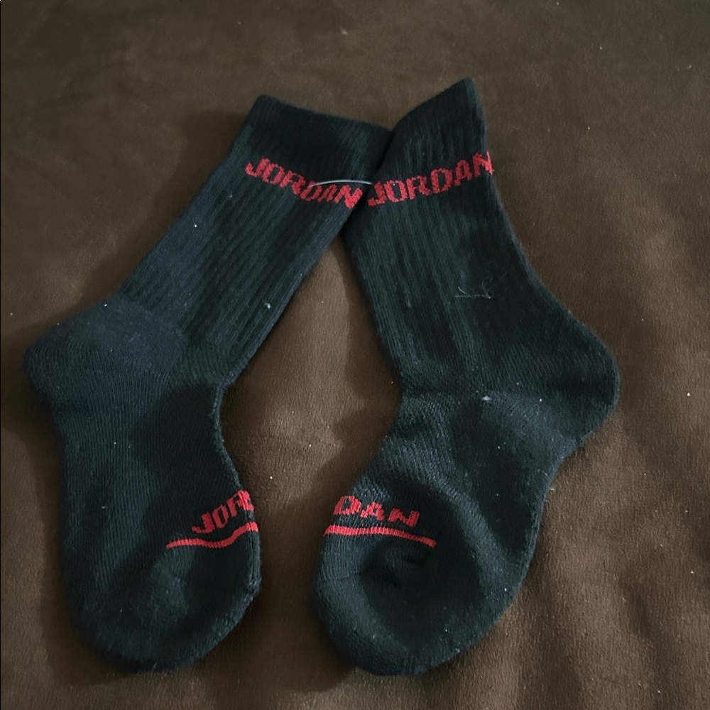 Kids Jordan Black and Red Athletic Crew Socks